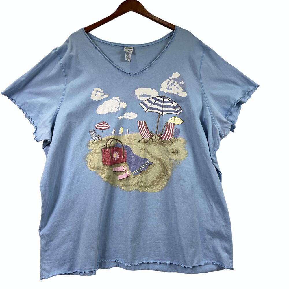 Butterfly Beach Scene Beach Swim Cover Up Dress V Neck Short Sleeve Plus Size 4X